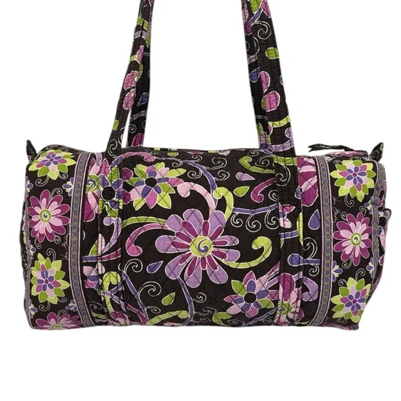 Vera Bradley Purple Punch Retired Brown Pink Green Travel Shoulder Duffle Bag - Picture 7 of 13